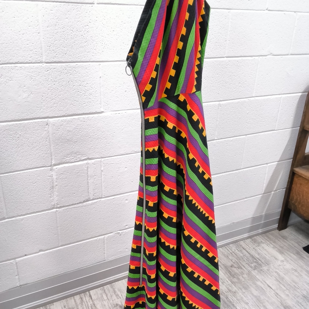 Vtg 1972 LANVIN Jules-François Crahay Striped Maxi Dress - As Seen in SATC Movie - Picture 3 of 11